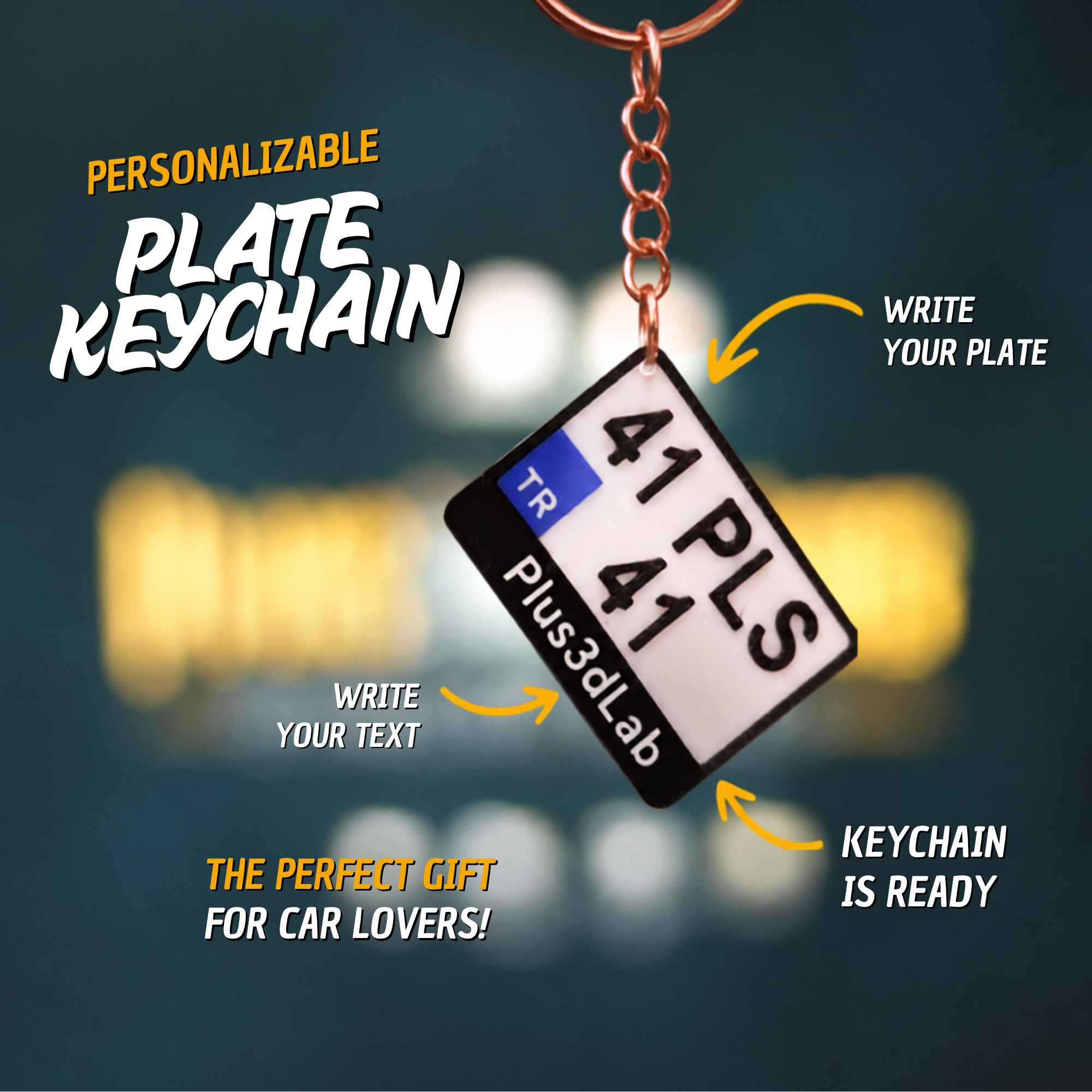Personalized License Plate Keychain | Custom Number Plate Keyring | Car Lover Gift | Custom Text Keychain