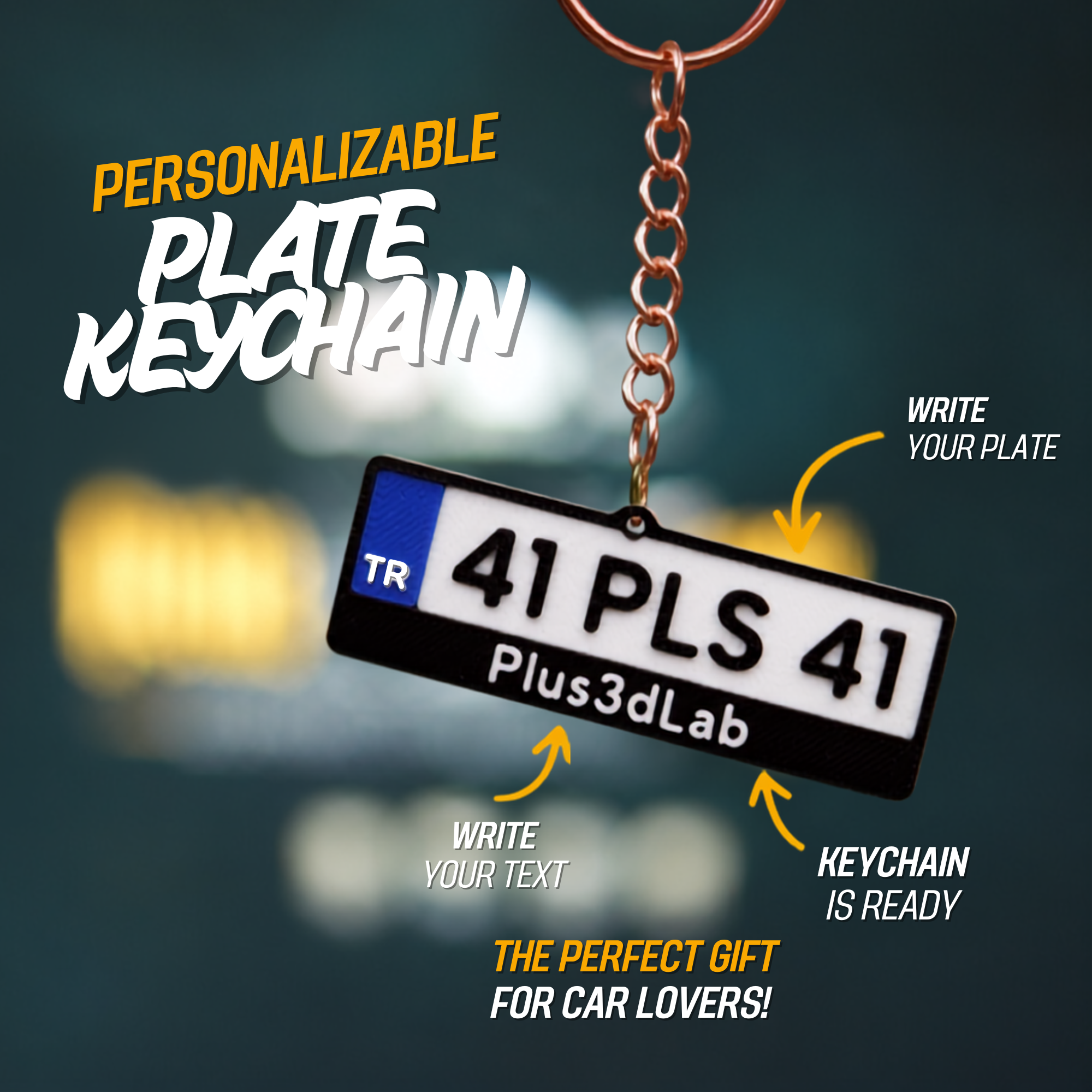 Personalized License Plate Keychain | Custom Number Plate Keyring | Car Lover Gift | Custom Text Keychain