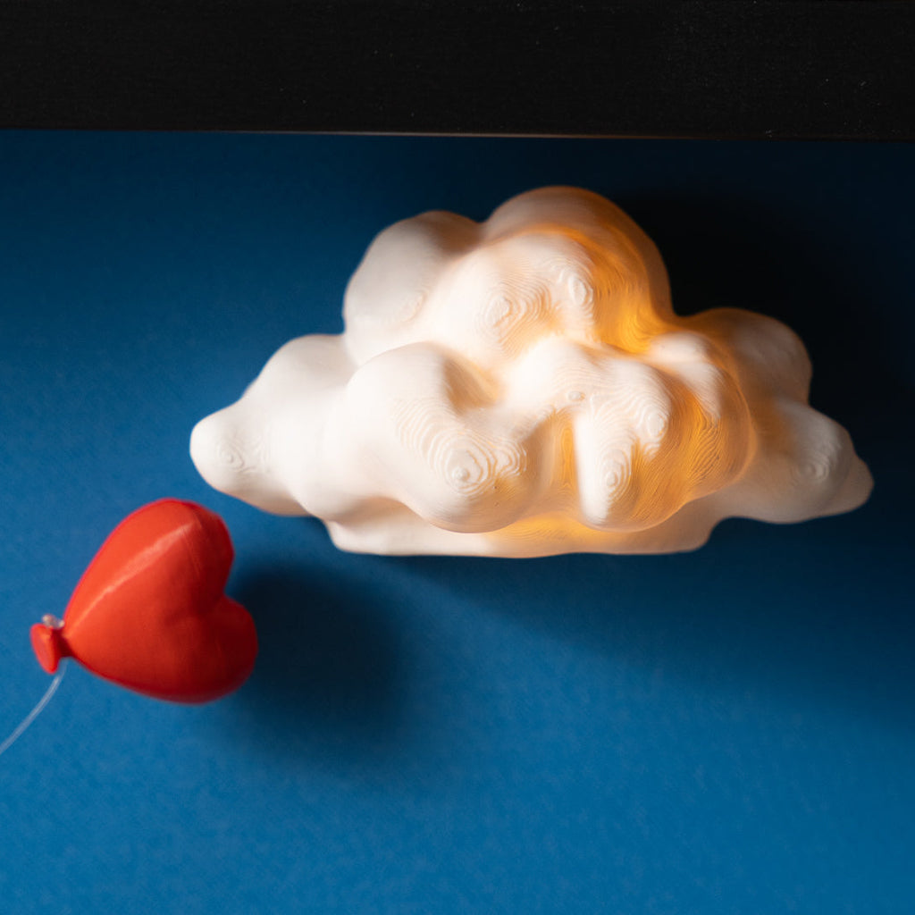 Floating Heart Balloon Shadow Box | 3D Printed Wall Art, Minimalist Cloud Decor