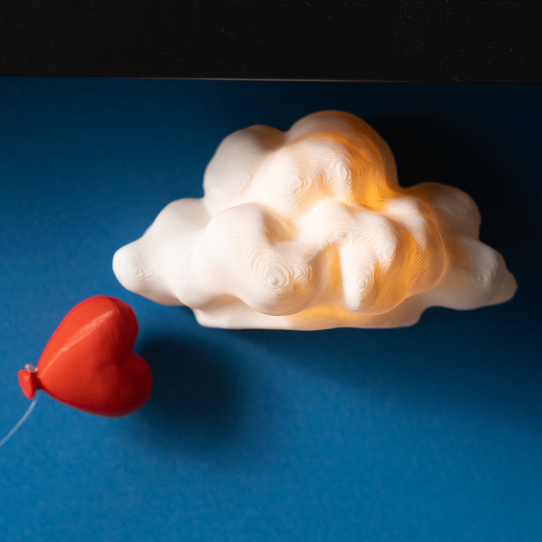 Floating Heart Balloon Shadow Box | 3D Printed Wall Art, Minimalist Cloud Decor