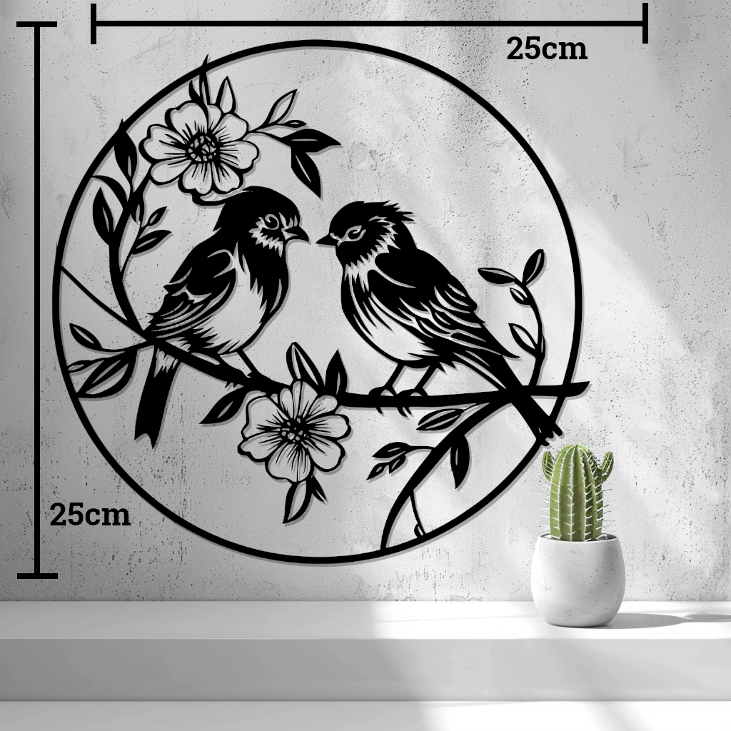 2D Birds with Flowers Wall Art