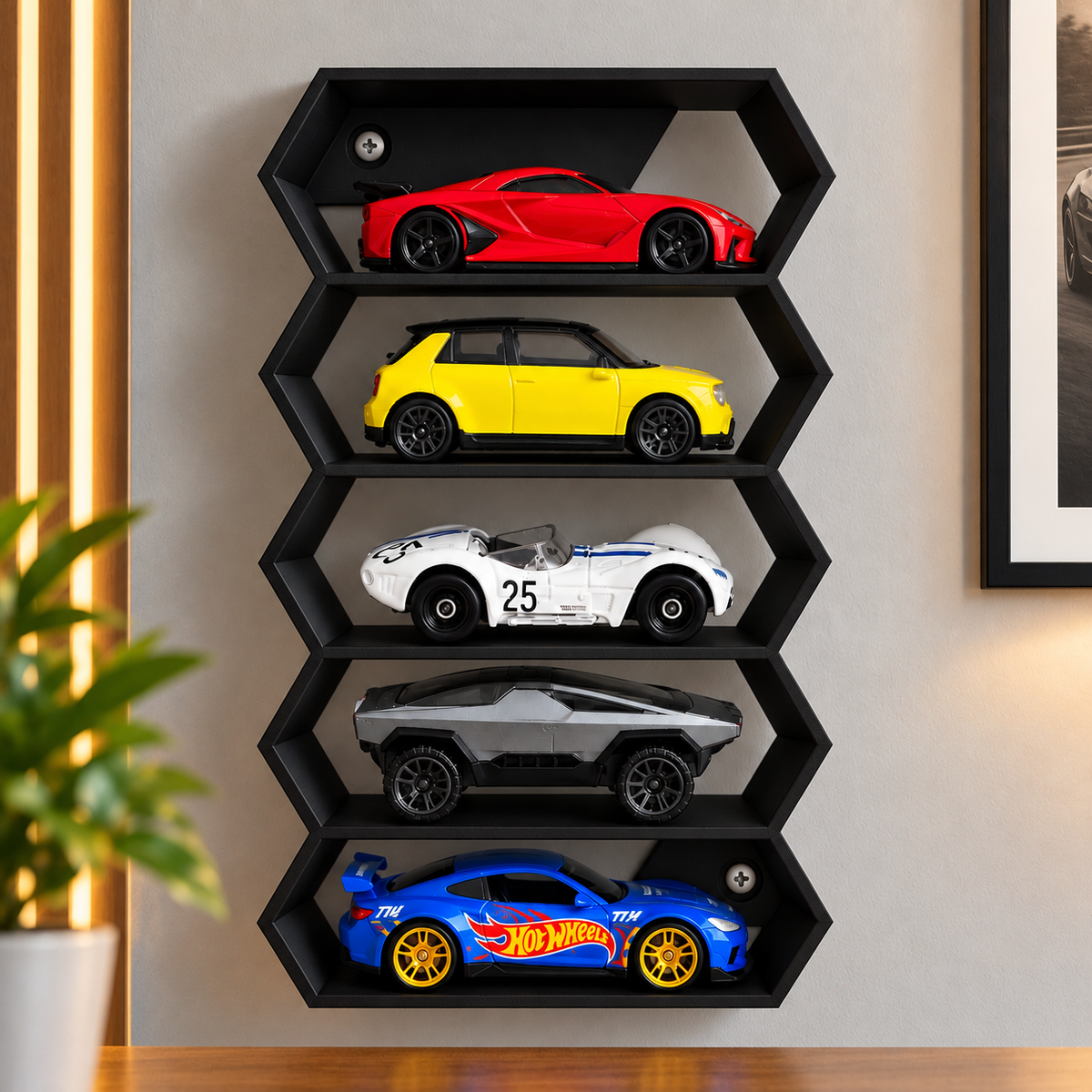 Hexagon 5-Level Hot Wheels Display Stand