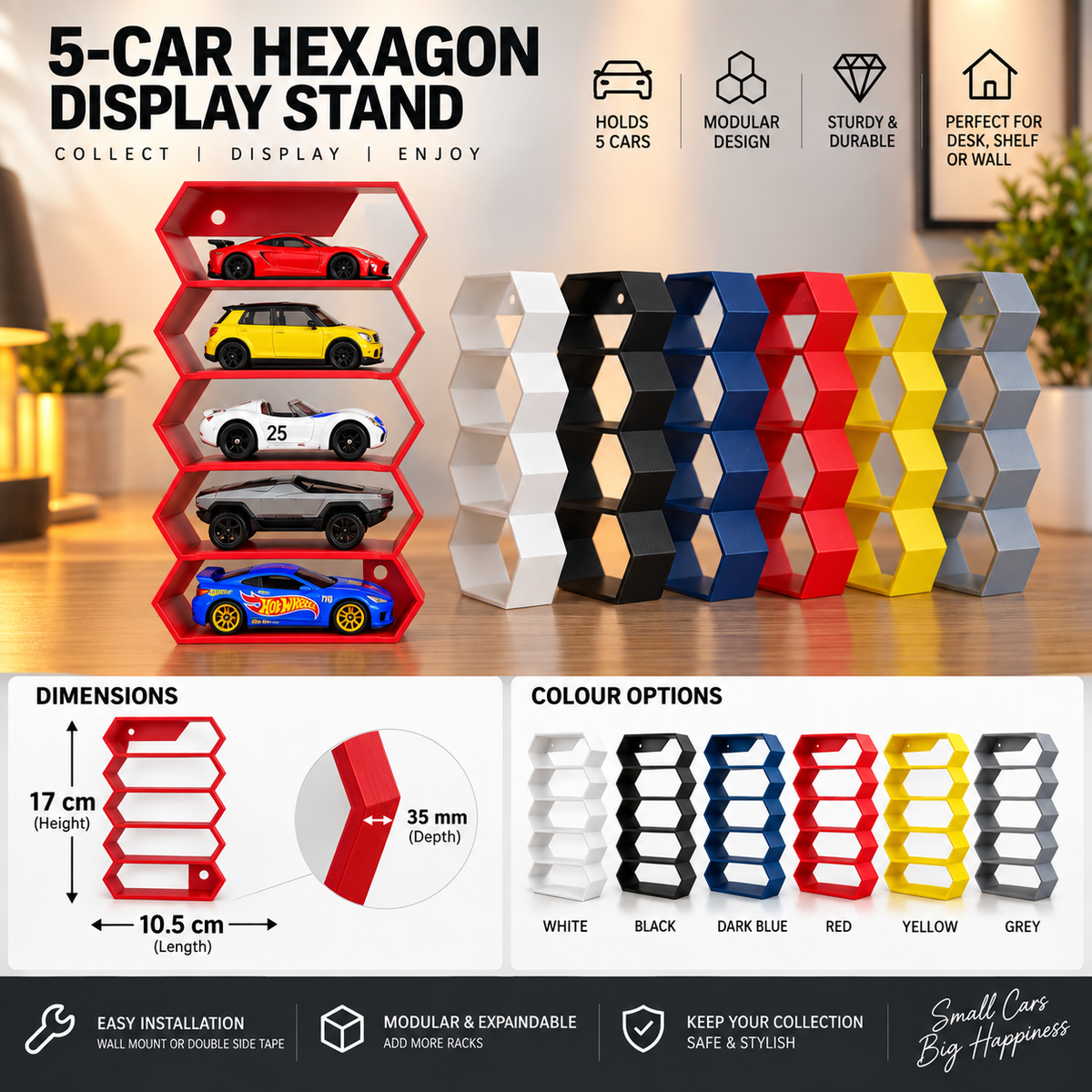 Hexagon 5-Level Hot Wheels Display Stand