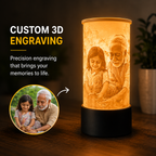 Litho Lamp – Cylindrical | Custom 3D Printed Photo Lamp (E27 with Bulb & Switch)