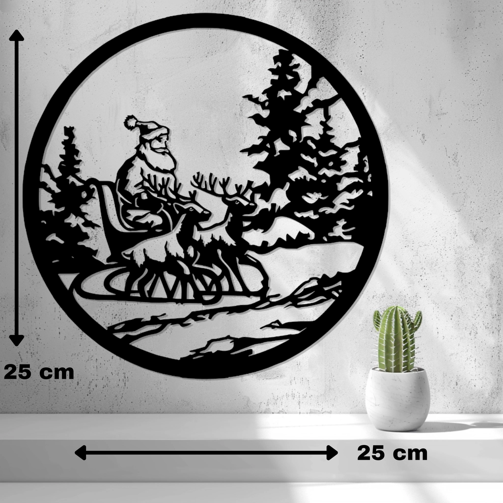 2D Santa Claus with Reindeer Wall Art-Window Art