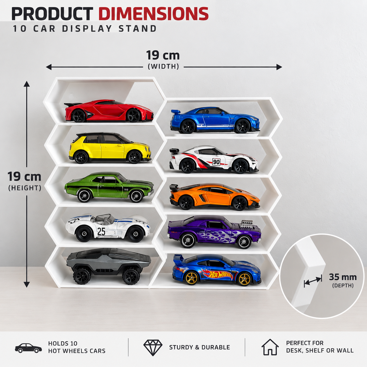 Hexagon 10-Level Hot Wheels Display Stand