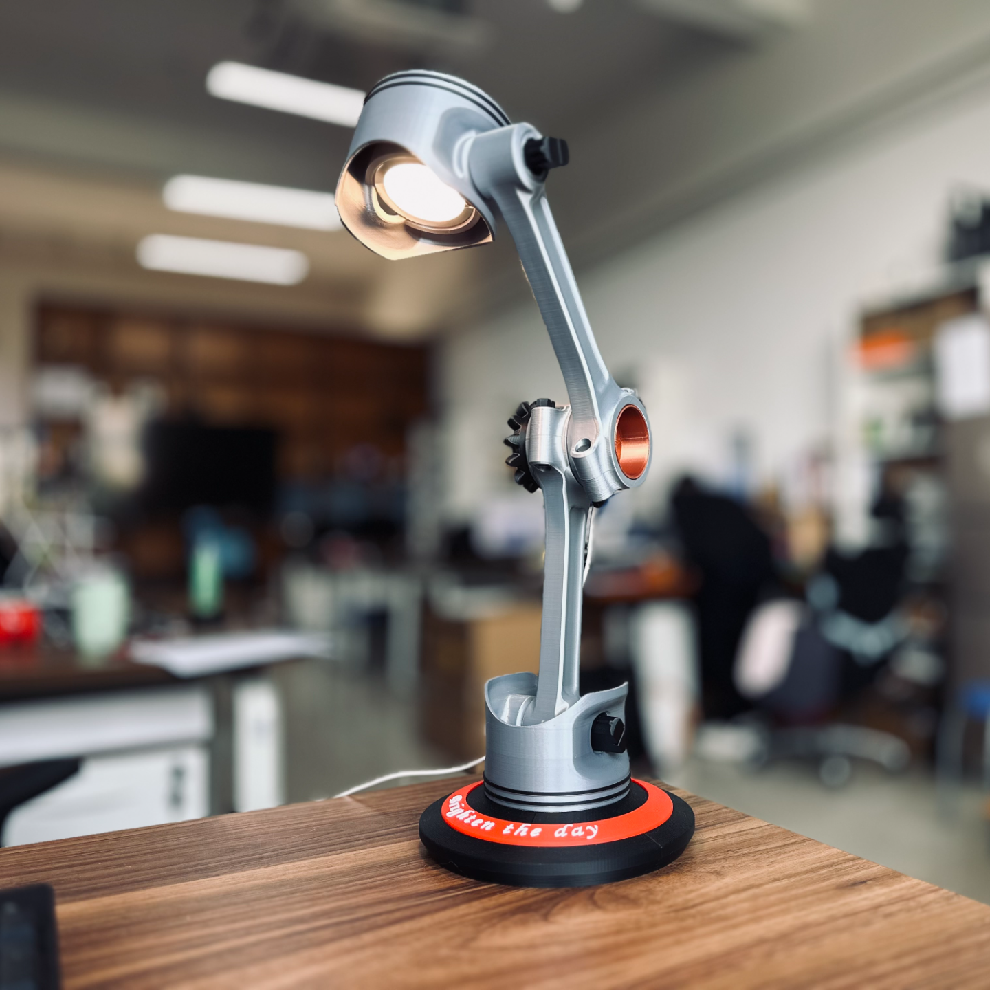 Engine Piston Desk Lamp | Industrial Mechanical Light | Unique 3D Printed Lamp