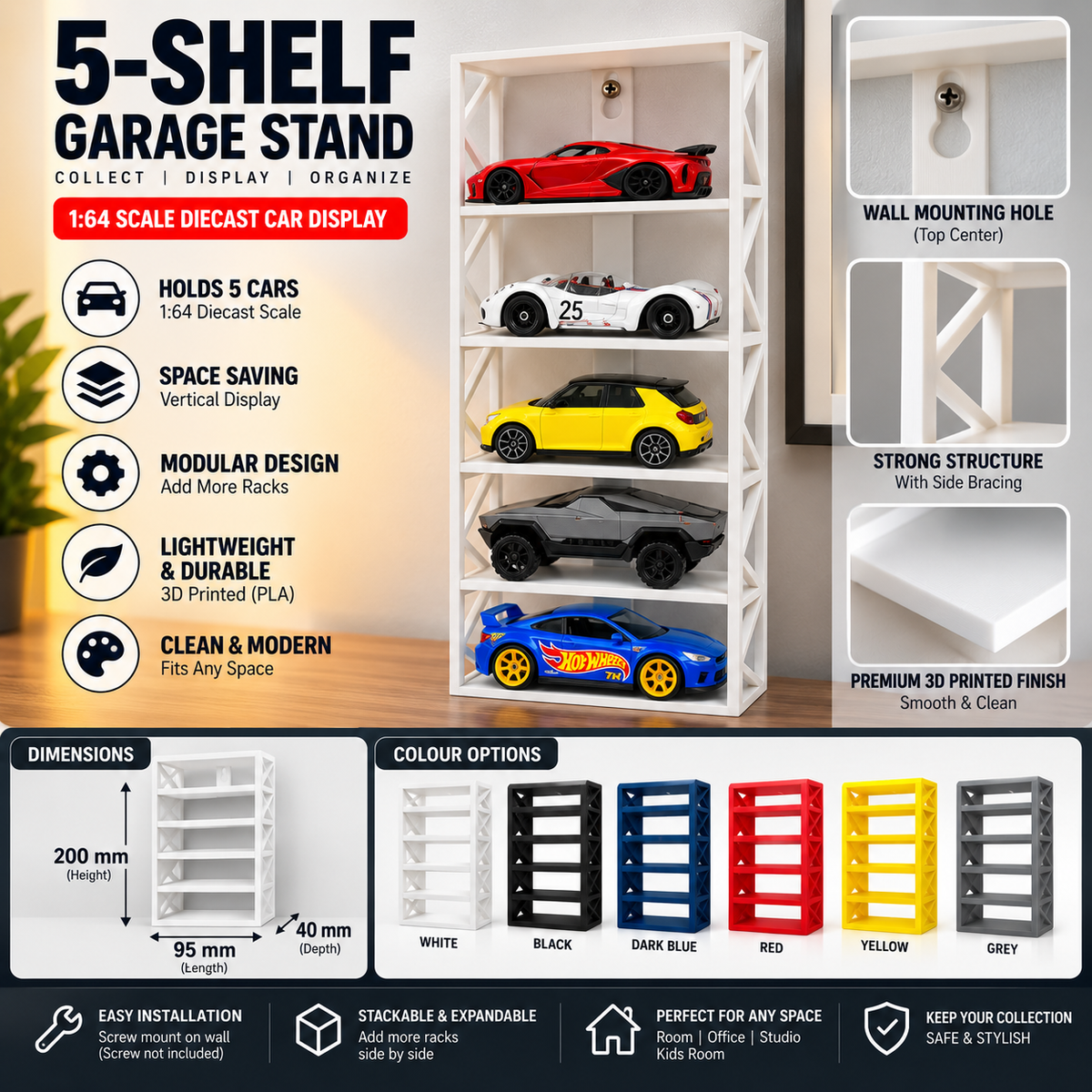 Garage Stand – 5 Level Hot Wheels Display Stand