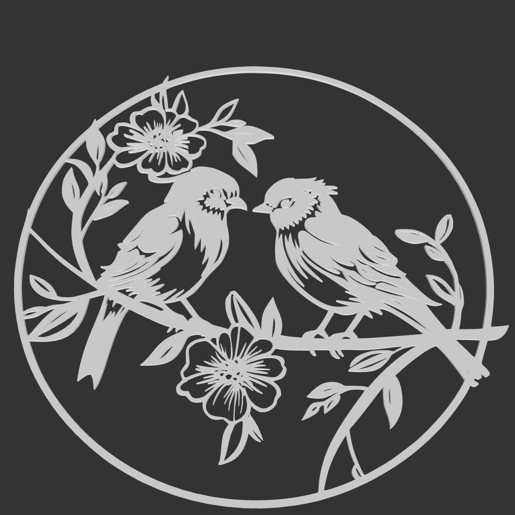 2D Birds with Flowers Wall Art