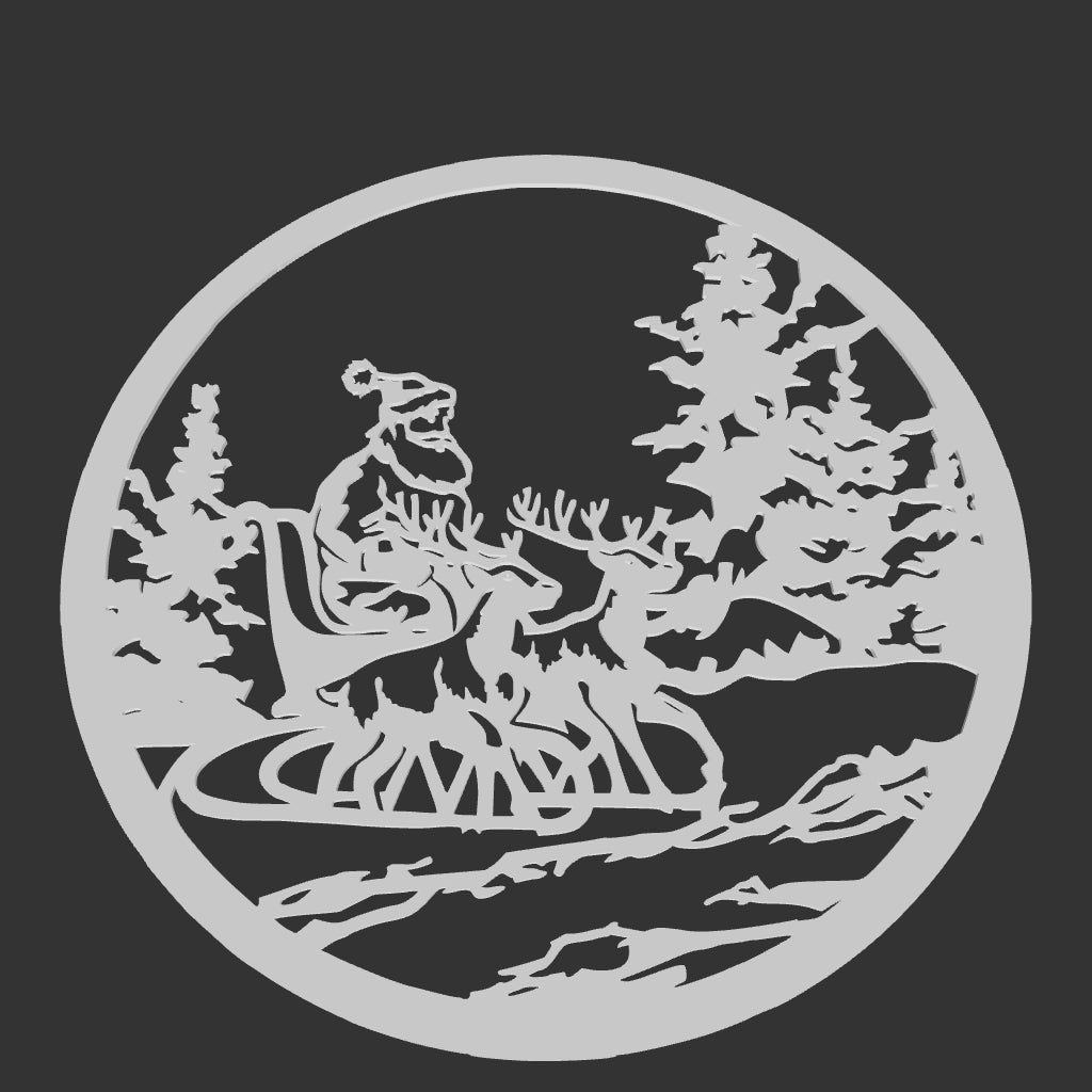 2D Santa Claus with Reindeer Wall Art-Window Art