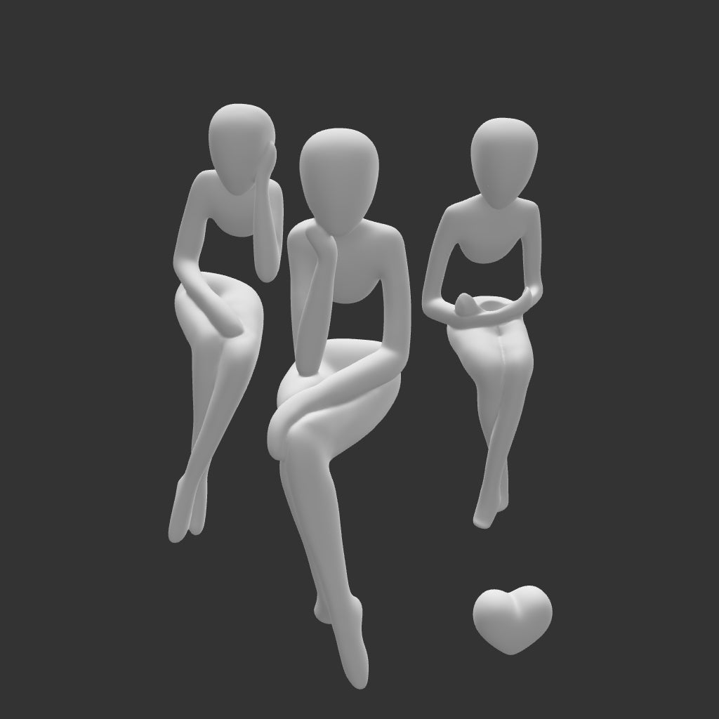 Minimalist Shelf Sitters – 3D Printed Decorative Sitting Figures