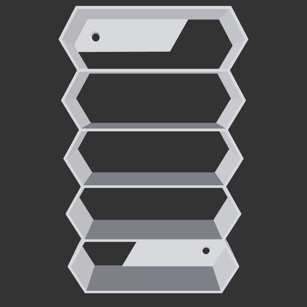 Hexagon 5-Level Hot Wheels Display Stand – 3D Printed Wall Mount Showcase