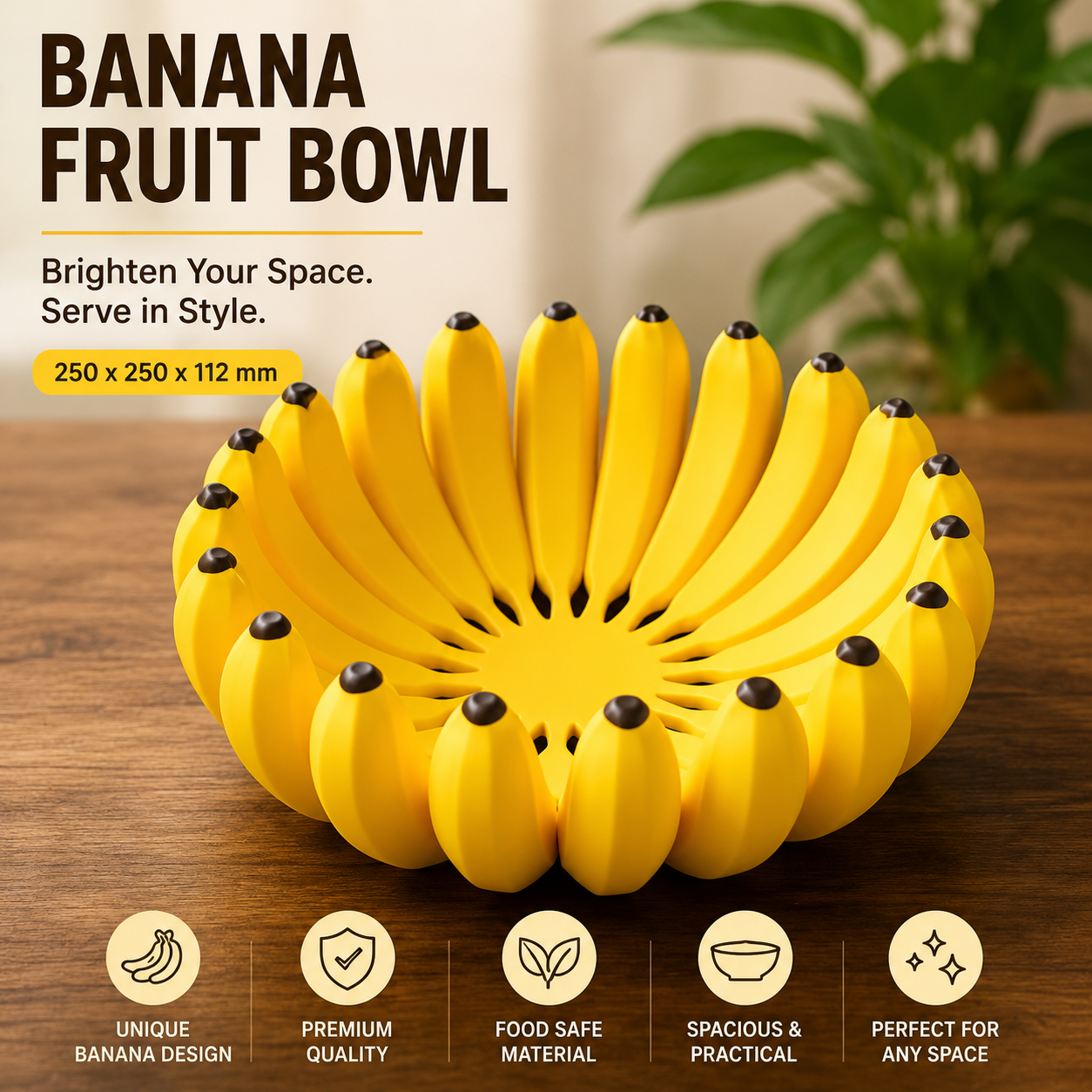 Banana Fruit Bowl – Modern Decorative Fruit Basket | Food-Safe Countertop Fruit Holder