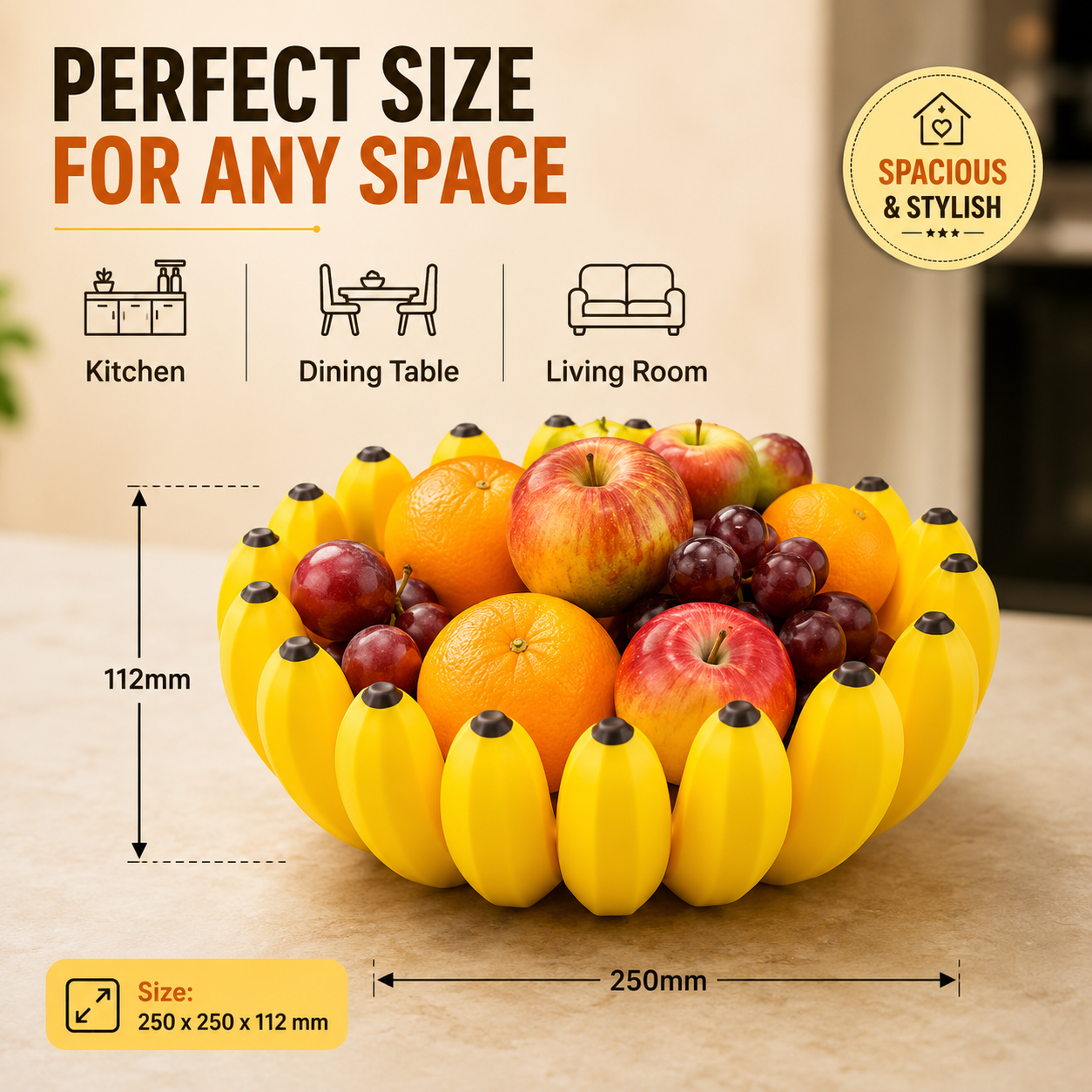Banana Fruit Bowl – Modern Decorative Fruit Basket | Food-Safe Countertop Fruit Holder - Image 3
