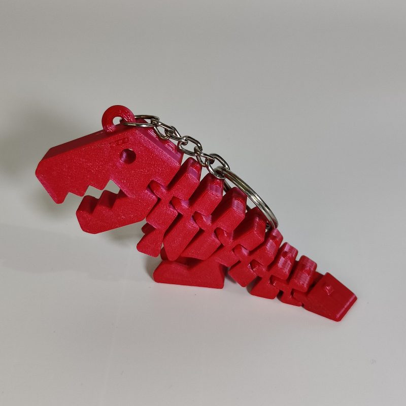 Red Flexi Rex 3D printed keychain