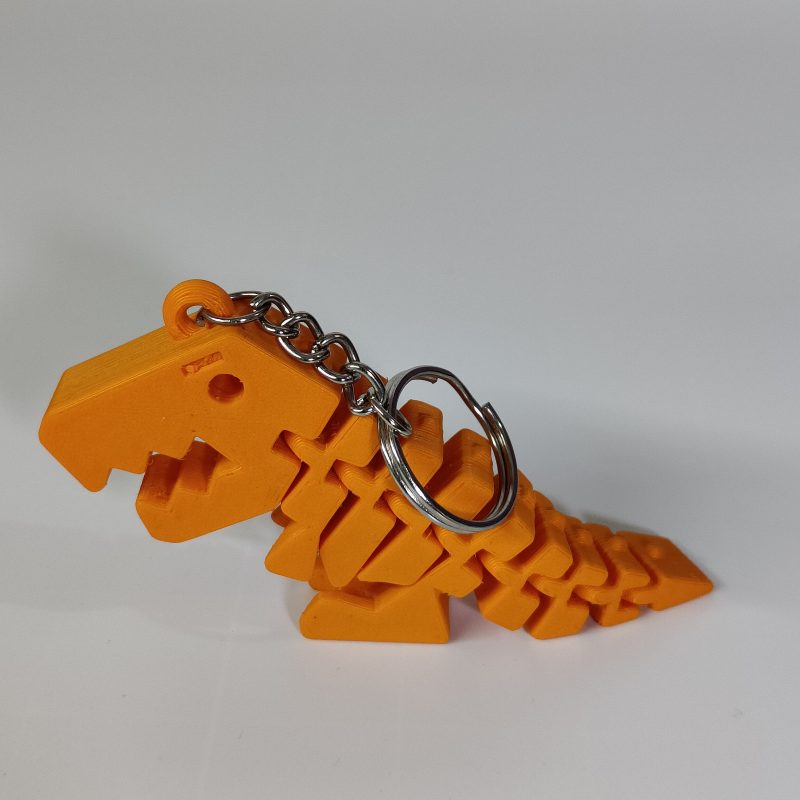 Orange Flexi Rex 3D printed keychain