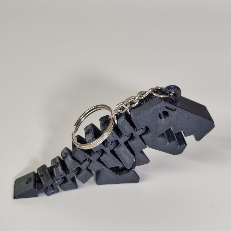 Black Flexi Rex 3D printed keychain