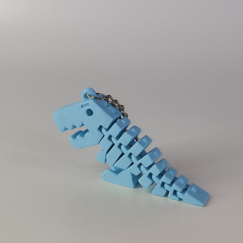 Sweet blue Flexi Rex 3D printed keychain