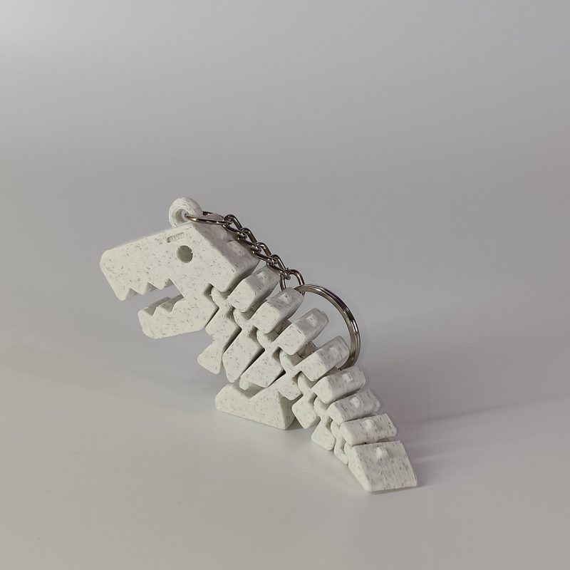 Marble white Flexi Rex 3D printed keychain